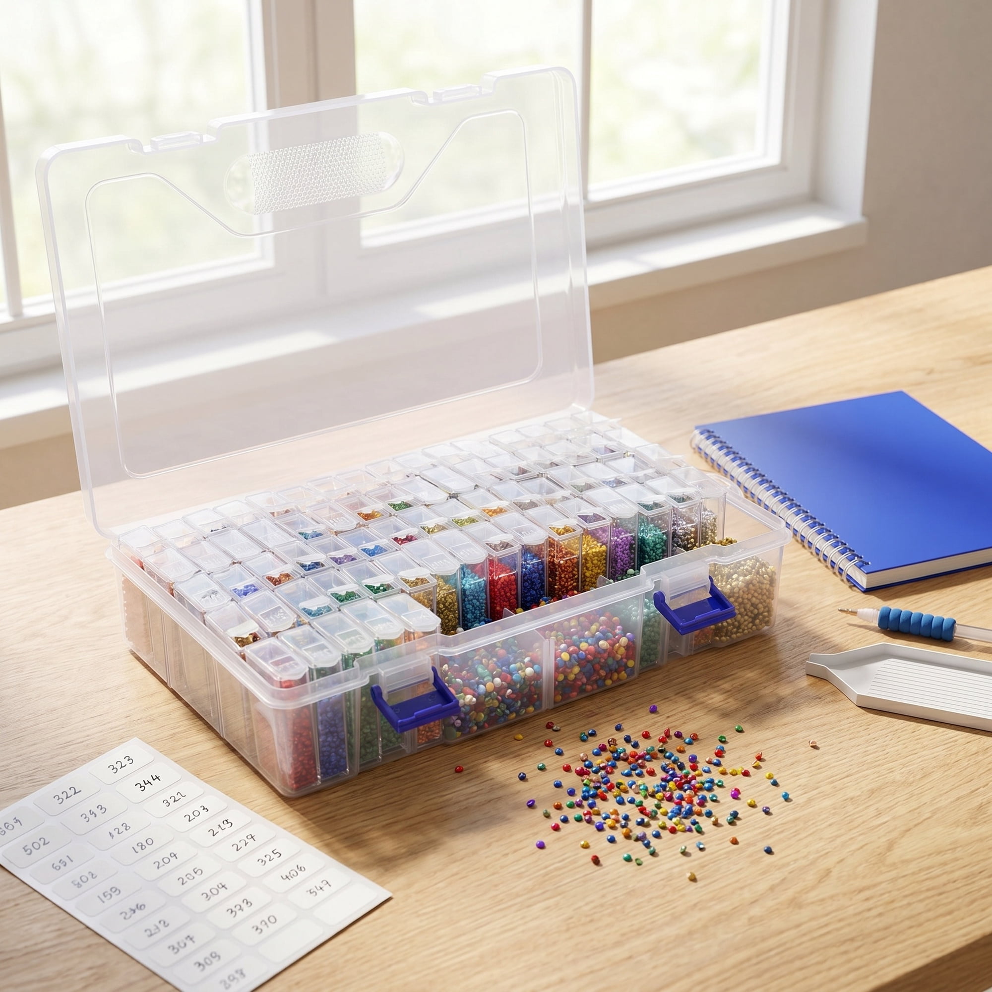 OFFIGAM 1 Set Stackable Plastic Bead Storage Bins Clear Organizer Containers for Crafts Jewelry Making and Small Parts