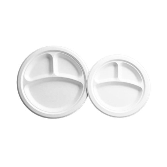 Assiettes Compostables avec Compartiments - 9 Pouces / 3 Compartiments