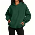 thumbnail image 6 of Hoodies for Women Oversized Trendy Fall Sweatshirt Pullover Fleece Long Sleeve Sweaters Winter Outfits Y2k Clothes Dark Green L, 6 of 6