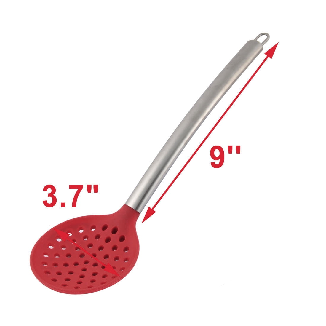 Unique Bargains Covering Head Stainless Steel Handle Slotted Spoon Ladle Silver Red
