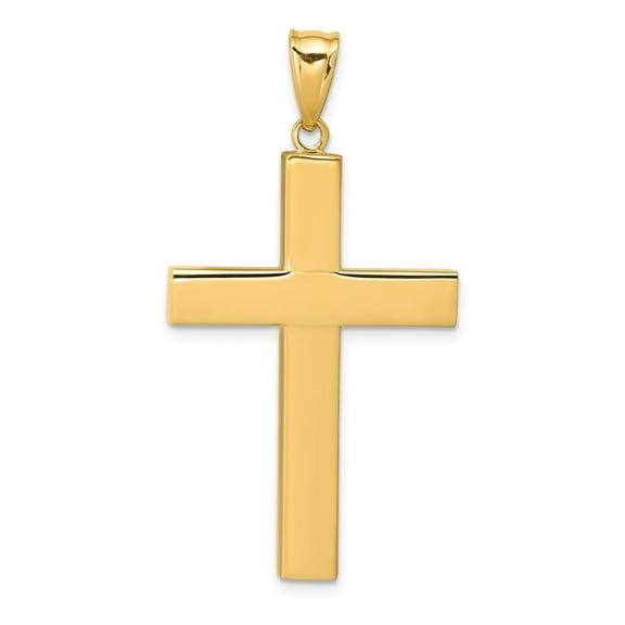 Real 14kt Yellow Gold Hollow Cross Pendant; for Adults and Teens; for Women and Men