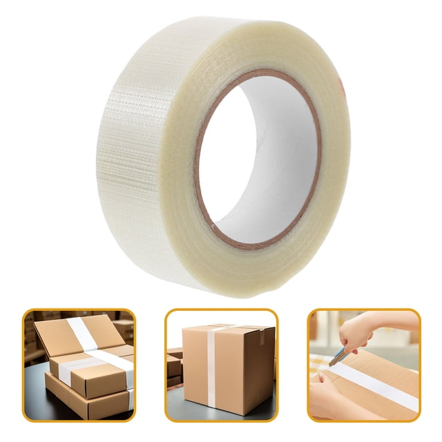 GARVALON Ruban Adhésif Résistant Rouleau en Fibre de Verre Beige pour Bureau 1 Rouleau
