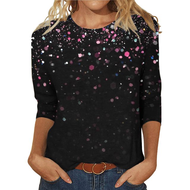 Clearance! Lisingtool Women's T Shirt Design Three Sleeved Round Neck Fashion Top