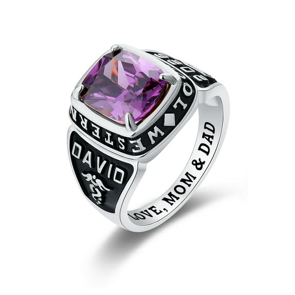 Mementos PJM Custom Men's Class Rings 10kt White Gold for High School and College Graduation-Elite