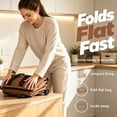 thumbnail image 5 of 2-In-1 Foldable Rolling Cart for Grocery Shopping, Brown Portable Tote Trolley with Collapsible Frame Smooth Wheels, Space-Saving Travel Cart for Market, Small Size, 5 of 8