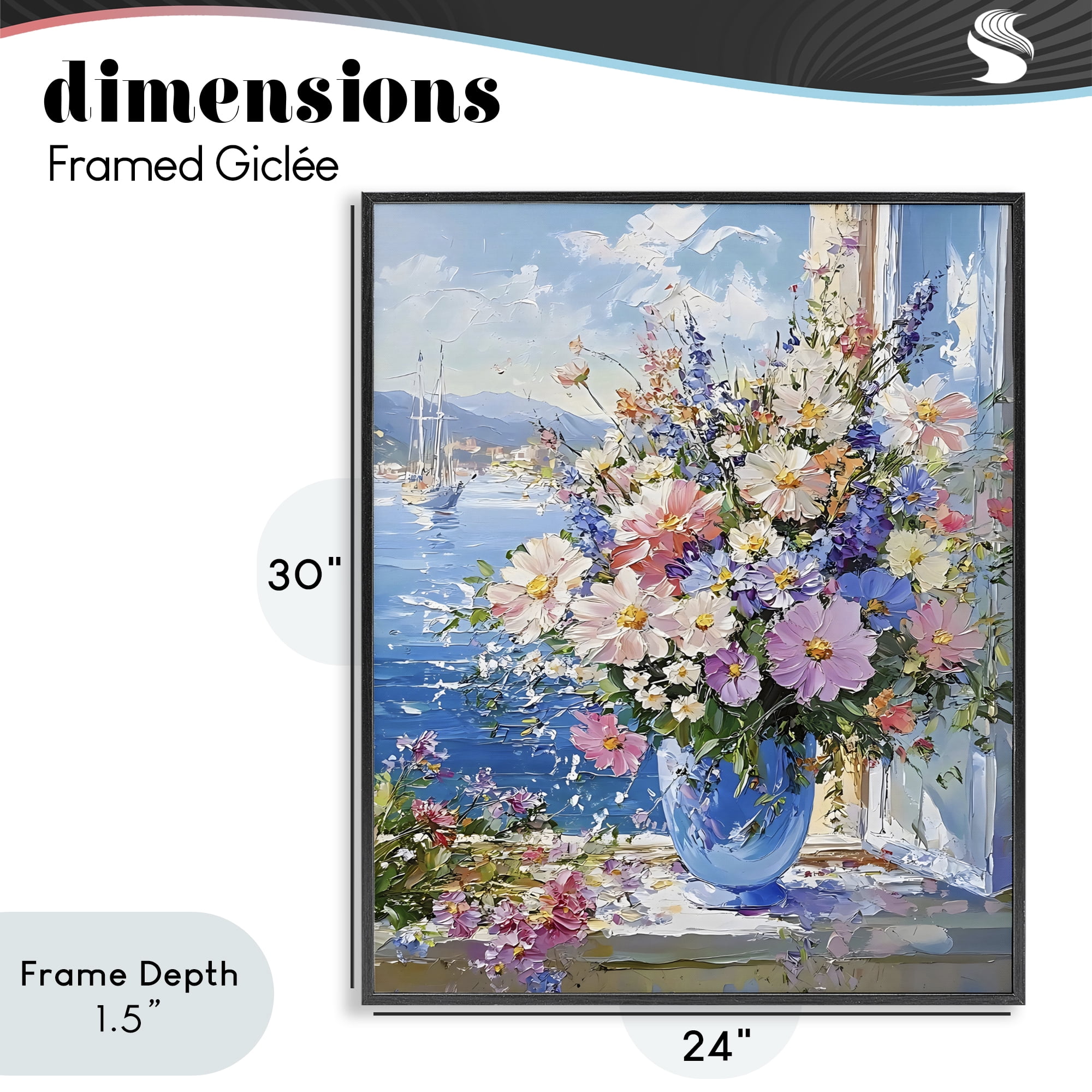 Stupell Industries Beautiful Bouquet on Ledge Black Framed Giclee Art, design by Creative Studio