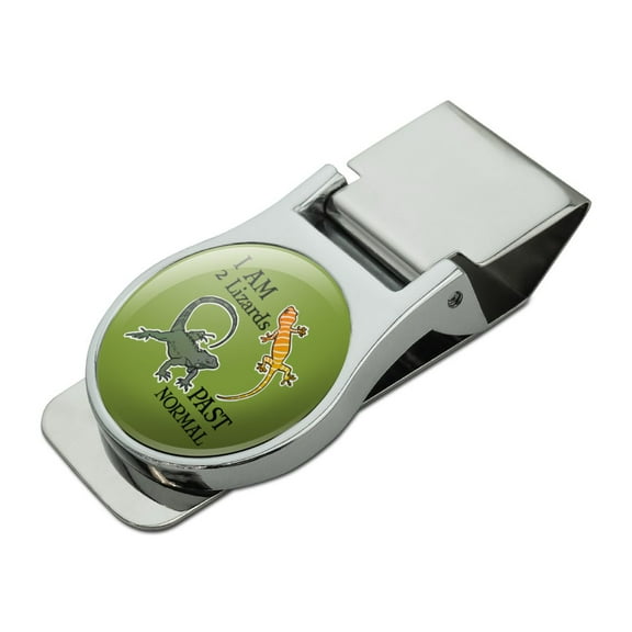Two Lizards Past Normal Satin Chrome Plated Metal Money Clip