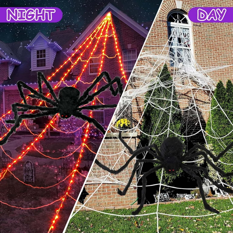 Toile D'araignée Lumineuse Halloween 180cm - Guirlande LED USB 60 Lumières 8 Modes & Araignées - Décoration Intérieur Extérieur | Leroy Merlin