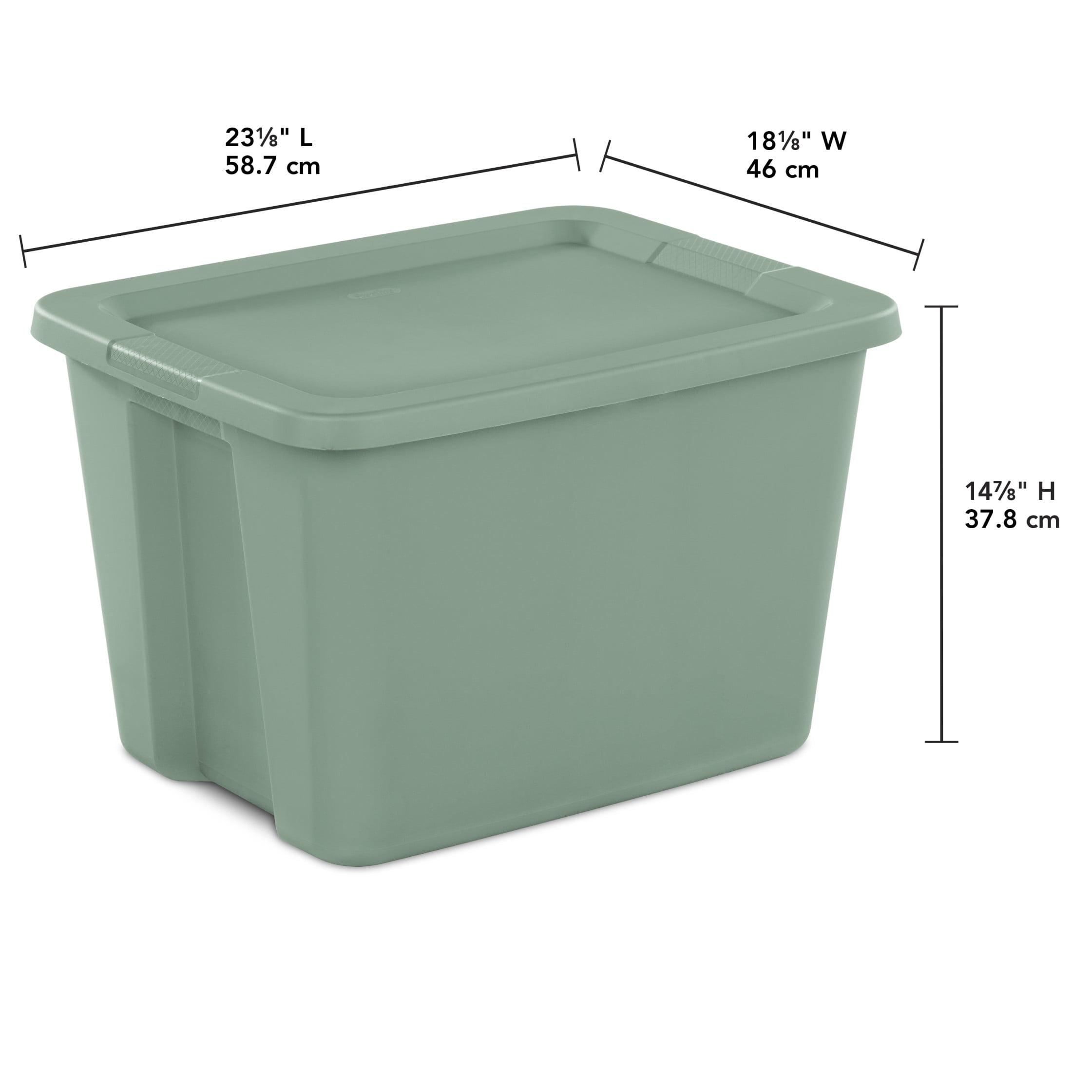 Sterilite Large Storage Bin, 18 Gallon Plastic Storage Container with SnapOn Lid, Light Green, Pack (图3)