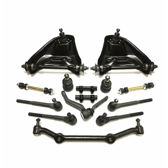 14 Pc Suspension Kit Center Link / Adjusting Sleeves / Inner & Outer Tie Rod Ends / Sway Bars / Idler Arm / Control Arms & Ball Joints Fits select: 1983-1995 CHEVROLET S TRUCK, 1995 CHEVROLET BLAZER