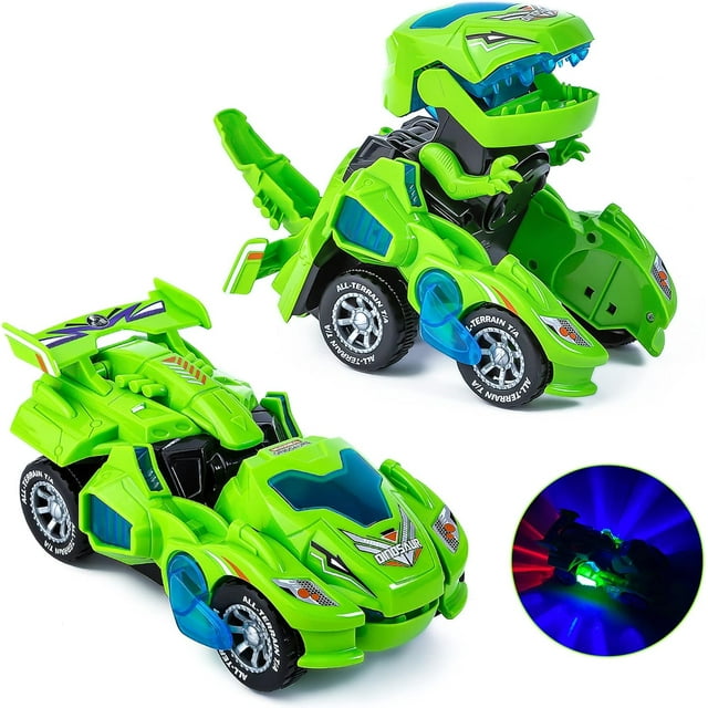 Dinosaurie Transformerande Bil Elektrisk Dinosaurie Leksak Automatisk Transformerande Dinosaurie Bil med Blixt och Ljud Lämplig för 3-7 År Gamla