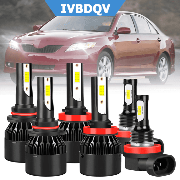 IVBDQV For 2007-2014 Toyota Camry LED Headlight Bulbs 9005 H11 High/Low Beam H11 Fog Light 6000k 6pcs