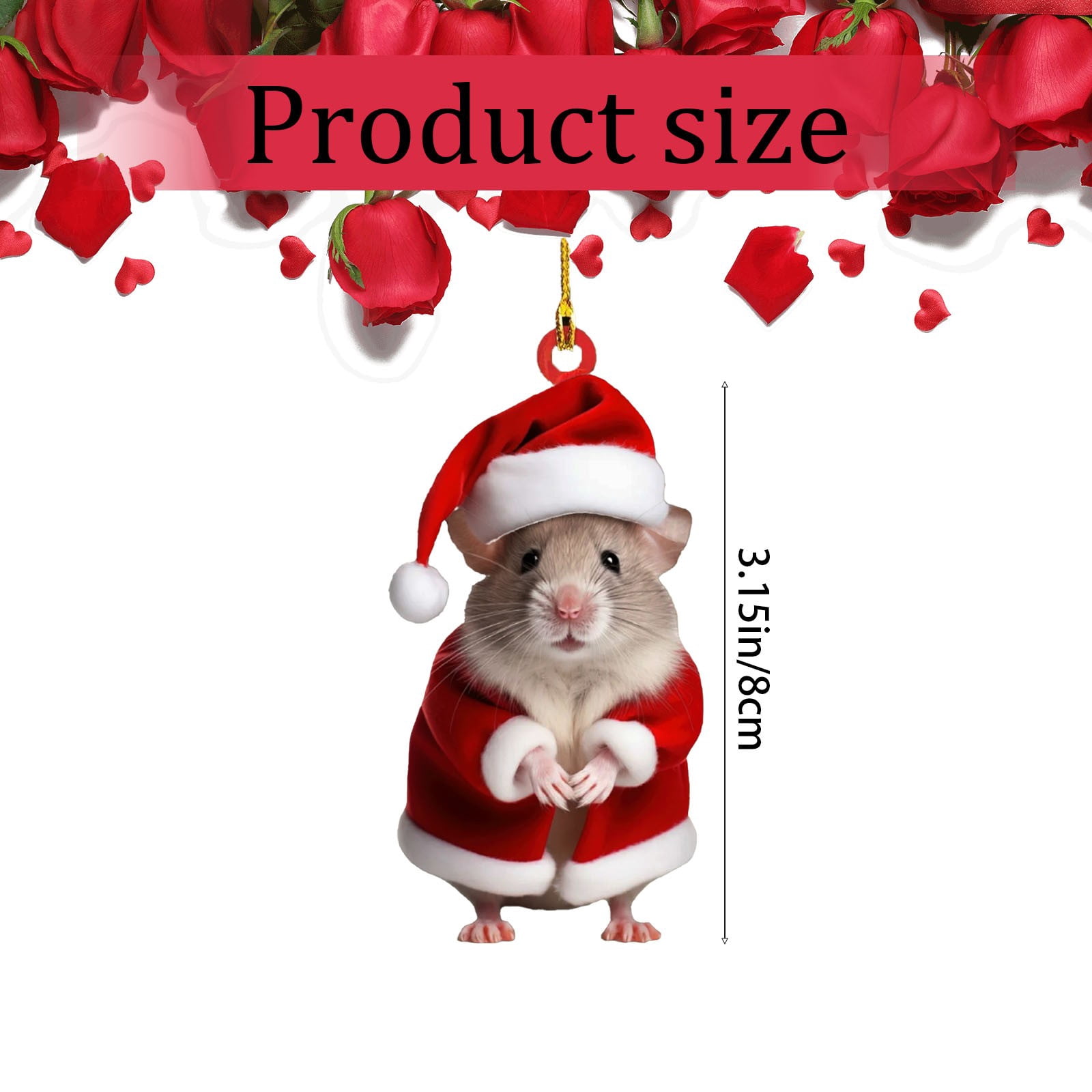 Cute Christmas Mouse Decorations,2D Flat Acrylic Hanging Christmas Tree Ornaments,Xmas Keepsake Pendant for Pet Lovers,Car Rear View Mirror Accessories,Xmas,Acrylic Mouse Pendant(2Pc)