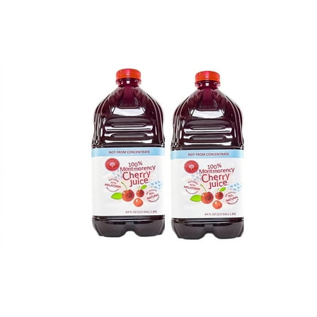 Cherry Bay Orchards Tart Montmorency Cherry Juice, 64 oz Bottle (2 Pack, total 128 ounces) - 100% Natural Tart Montmorency Cherry Juice - Not from Concentrate