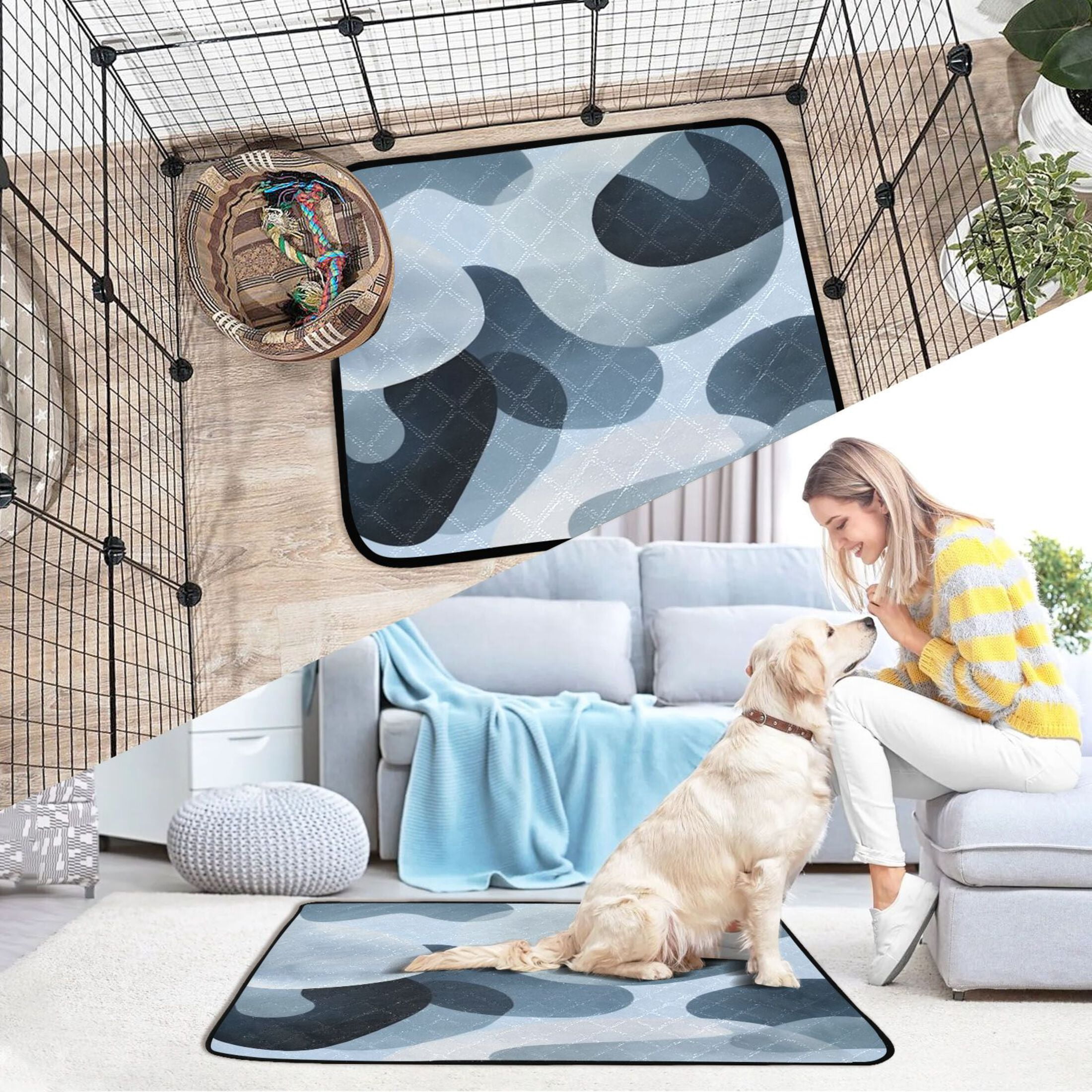 Washable Pet Pee Pads with Super Absorbent Reusable Training Pads for Dogs & Cats Off-white Circular Pattern