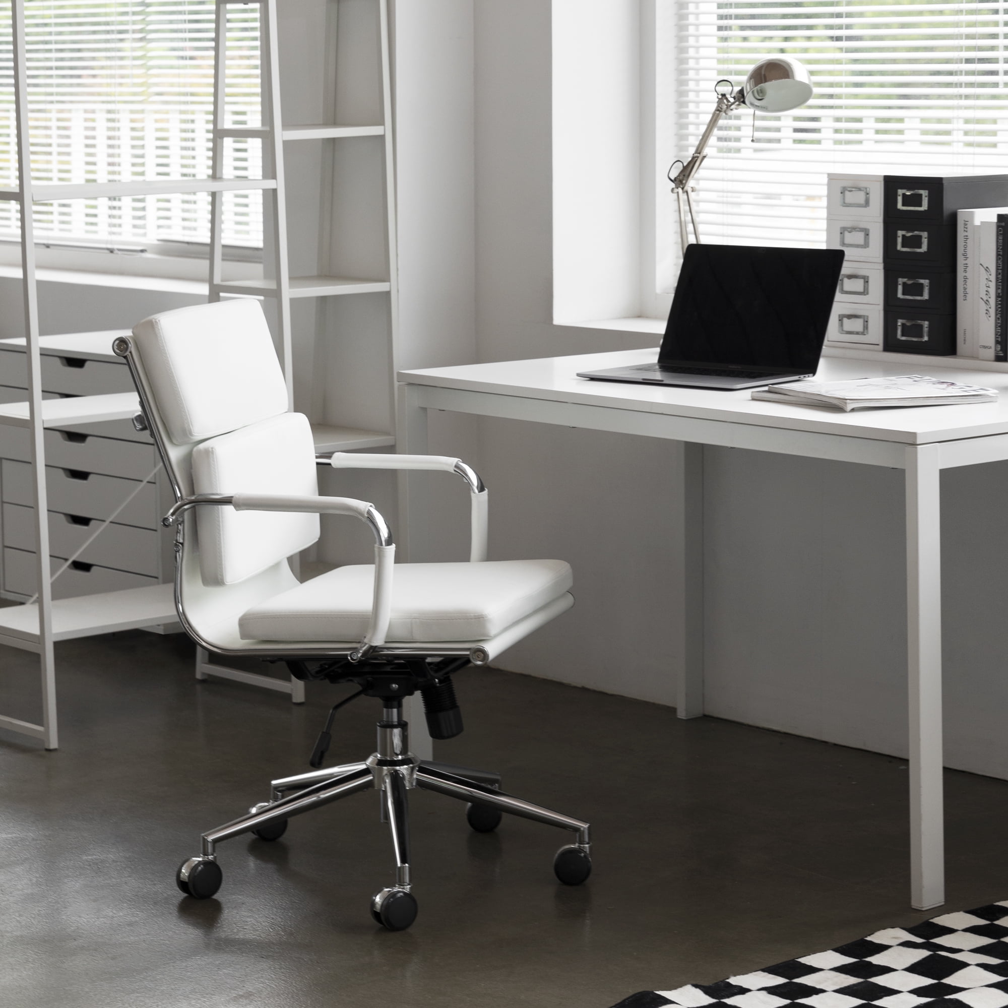 NEO CHAIR Conference Office Chair Century Modern Mid-Back Cushioned, White