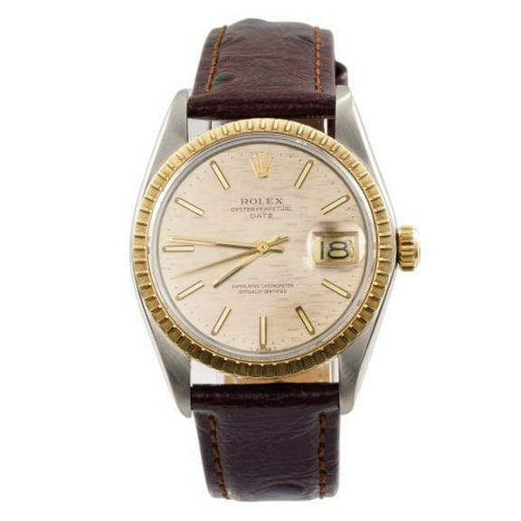 Pre-Owned Mens Rolex Two-Tone 14K/SS Date Watch Gold Mosaic Dial 1505
