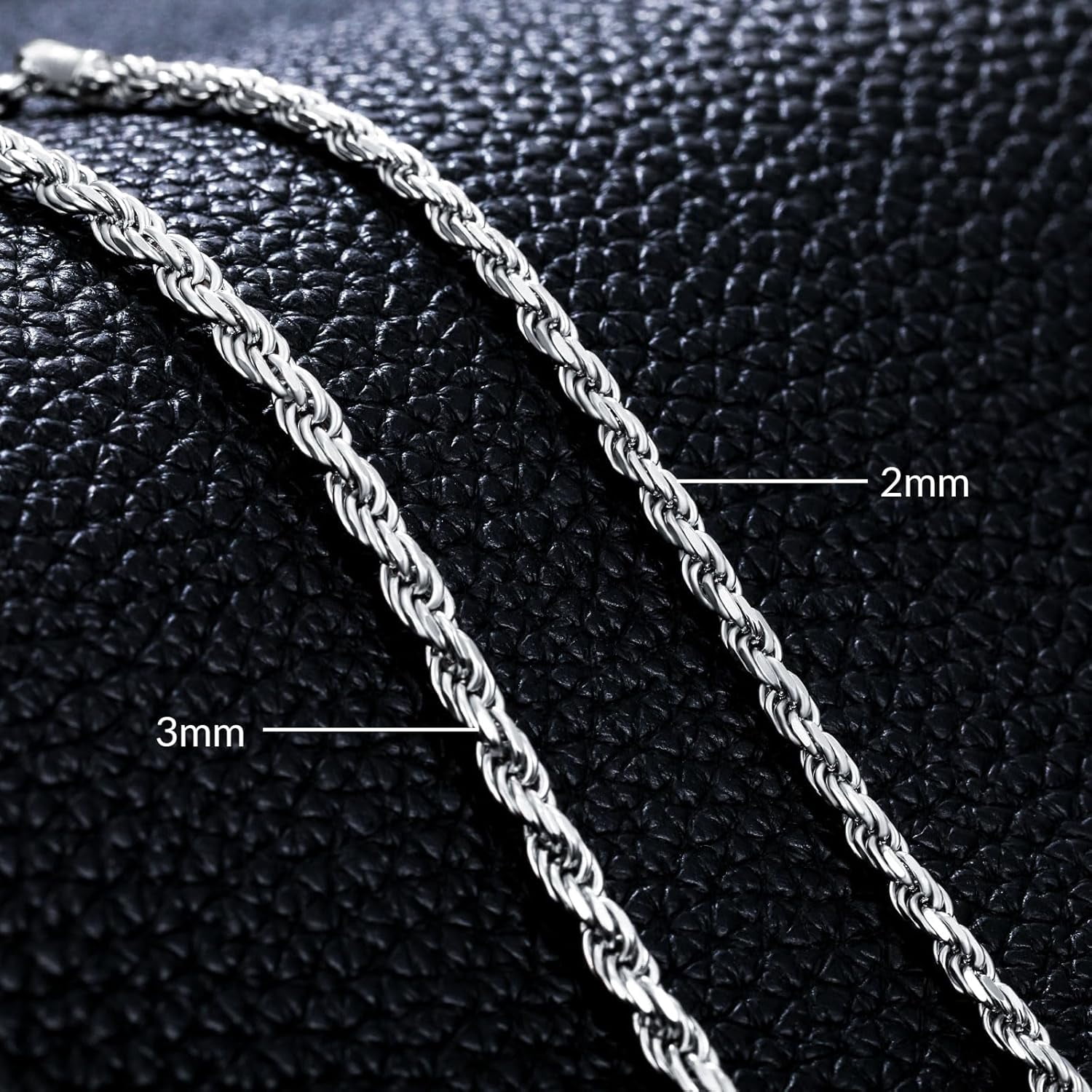 925 Sterling Silver Rope Chain Bracelet 2MM 3MM Diamond-Cut Braided Rope Chain Bracelet for Men Women
