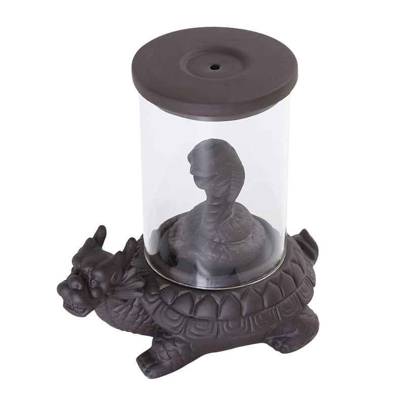 Purple Sand Windshield Backflow Incense Burner Creative Dragon Turtle Snake God Reflow Incense Holder Smoke Waterfall Censer Burner Home Decoration