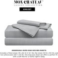 thumbnail image 3 of Mon Chateau Whisper Sheet Set, 4-Piece Soft Microfiber Sheets in White & Cool Grey Print for King Beds, Includes Fitted Sheet, Flat Sheet & 2 Pillow Cases, Everyday Comfort & Style, Grey Stripe, 3 of 5