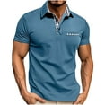 thumbnail image 2 of SGFCWSX Mens Short Sleeve Slim Fit Polo Shirts Button Collar Pocket Stylish Moisture Wicking Casual Golf Shirts for Men Light Blue Size M, 2 of 9