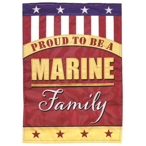 13 x 18 in. Double Applique Marines Family Polyester Garden Flag