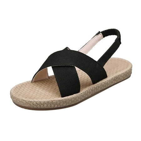 

adviicd Worlds Softest Slippers for Women Fashion Spring And Summer Women Sandals Flat Cross Strap Open Toe Solid