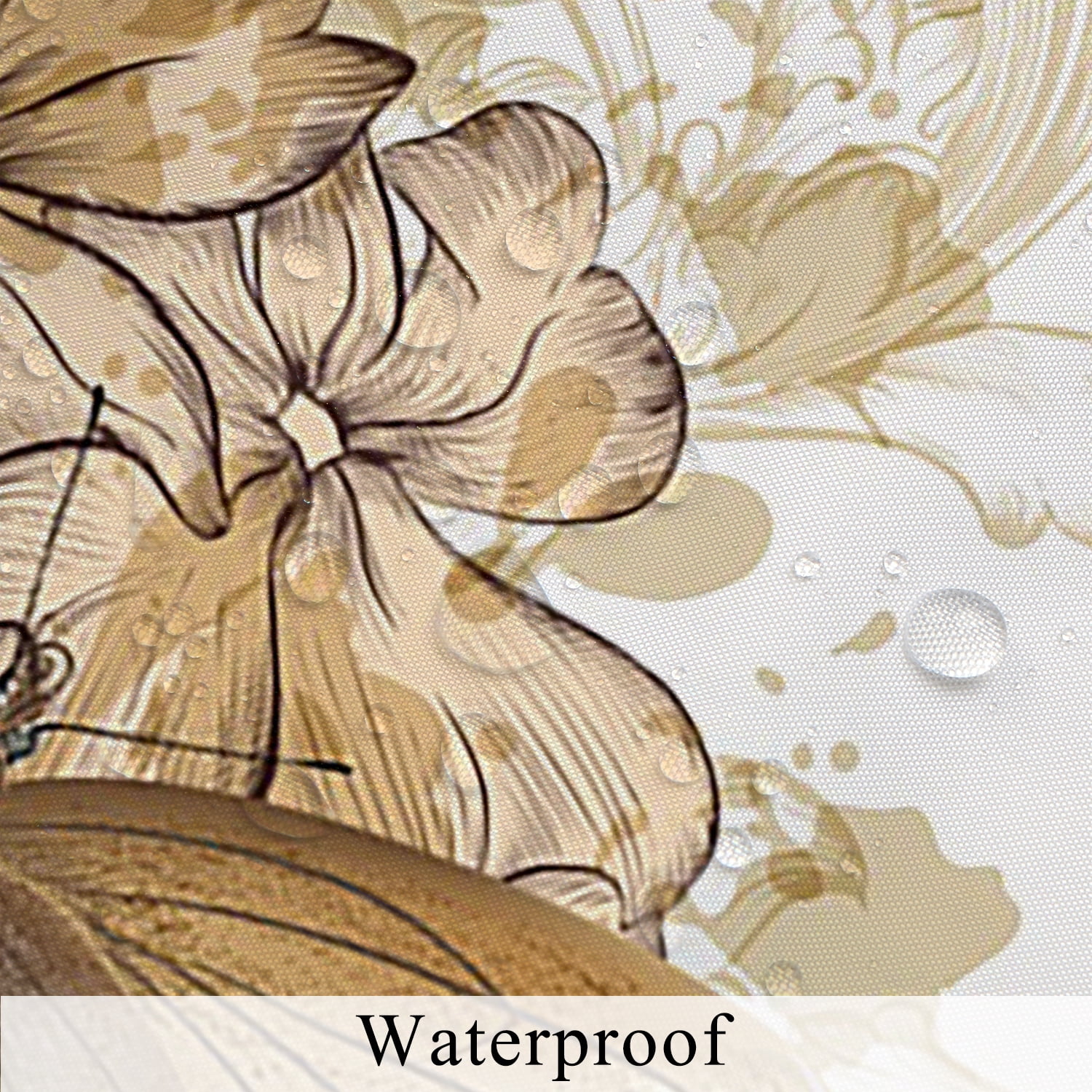 Pbobriich Brown Butterfly Shower Curtain,Modern Design Bathroom Shower Curtain with Hooks,72Wx78L