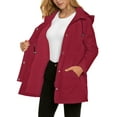 thumbnail image 2 of Fantaslook Fall Jackets for Women Hooded Windbreaker Water-Resistant Long Coat Outdoor Trench Coat with pockets, 2 of 8