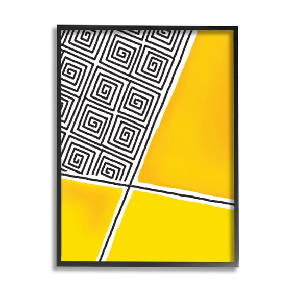 Stupell Industries Asymmetrical Geometrical Yellow Squares Abstract Lines, 24 x 30, Designed by Darlene Seale