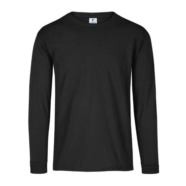 Playera Peso Completo Cuello Redondo Manga Larga para Caballero, Color Negro, Talla Chica, 100% Algodón. Yazbek C0304