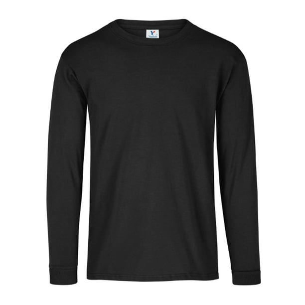 Playera Peso Completo Cuello Redondo Manga Larga para Caballero, Color Negro, Talla Mediana, 100% Algodón. Yazbek C0304