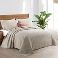 thumbnail image 6 of Peace Nest 3-Piece Reversible Pattern Quilted Coverlet Set, Khaki, Full/Queen, 6 of 6