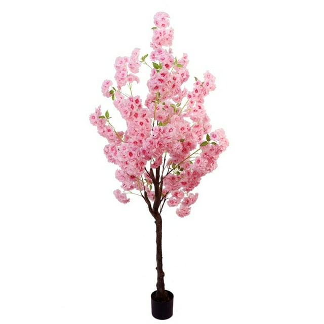 Artificial Cherry Blossom Tree, 4.9ft/5.9ft Tall Decorative Faux Cherry Blossom Silk Tree In Pot, Home Indoor Corner Decor For Wedding Party Decor