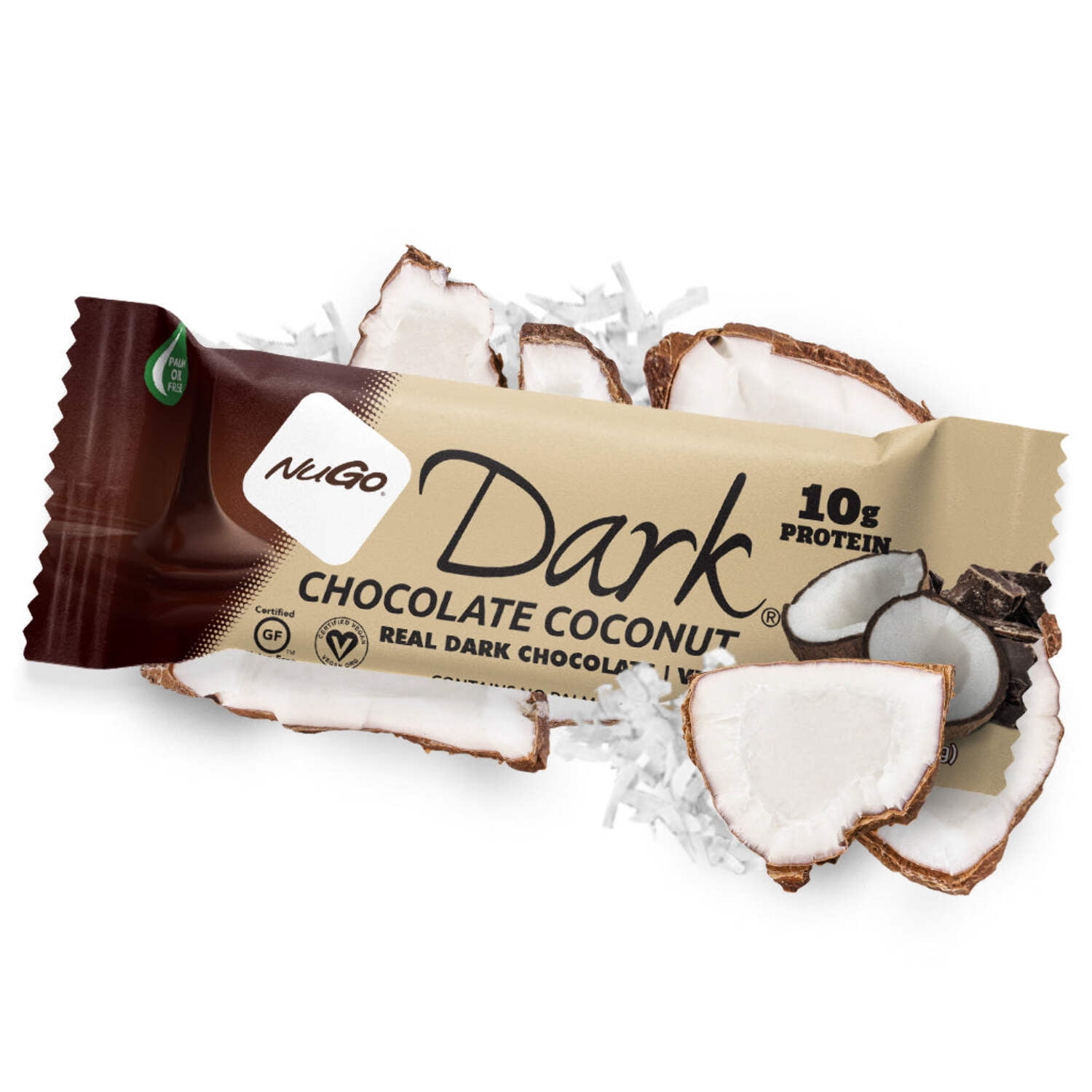 NuGo Dark Chocolate Coconut, 10g Protein, Vegan, Gluten Free, Kosher Pareve, 24 Count