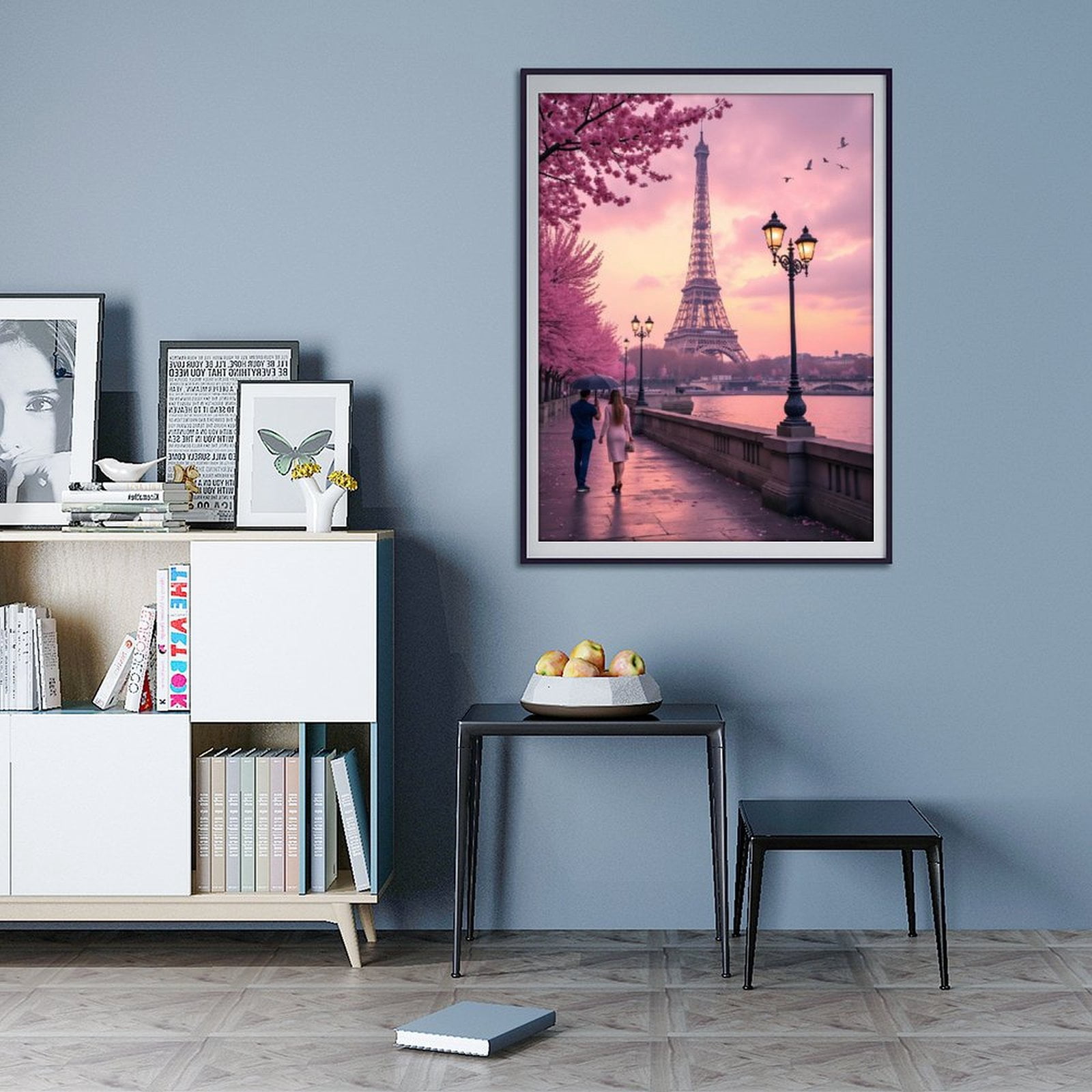 Diamond Art Kit for Adults, Paris Spring Eiffel Tower Walkway Diamond Painting for Adults Beginners, DIY Diamond Art Painting Kits, 5D Diamond Painting Crafts for Home Decor 12x16 Frameless