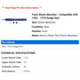 thumbnail image 2 of Front Shock Absorber - Compatible with 1962 - 1976 Dodge Dart 1963 1964 1965 1966 1967 1968 1969 1970 1971 1972 1973 1974 1975, 2 of 2