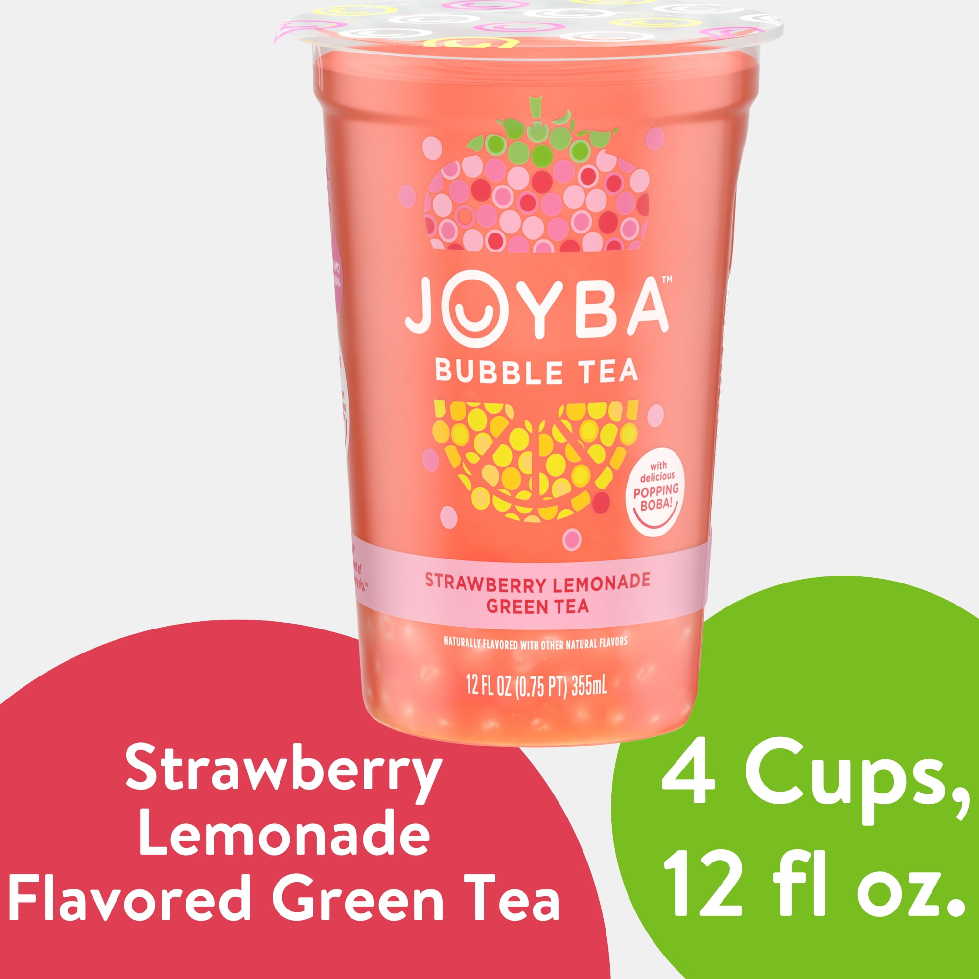 Joyba Strawberry Lemonade Green Bubble Tea - 4pk/12 Fl Oz Cups : Target