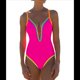 thumbnail image 1 of Traje de Baño de una Pieza para Mujer, con Control de Abdomen, Escote en V Profundo, Neón, Traje de Baño con Lazo en la Espalda, Verano 2025. Rosa Roja XXL, 1 of 8