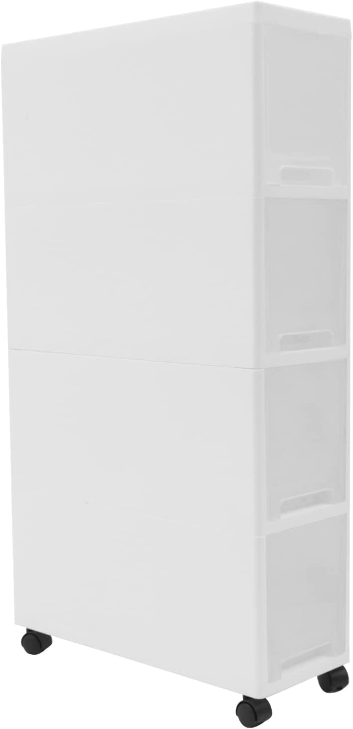 Rolling 4 Tiers Bedroom Storage Shelf Slim Can Cloth Rack