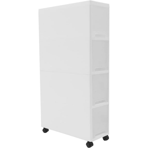 Rolling 4 Tiers Bedroom Storage Shelf Slim Can Cloth Rack