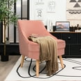 thumbnail image 4 of Costway Accent Chair Velvet Upholstered Single Sofa with Rubber Wood Legs Pink, 4 of 12
