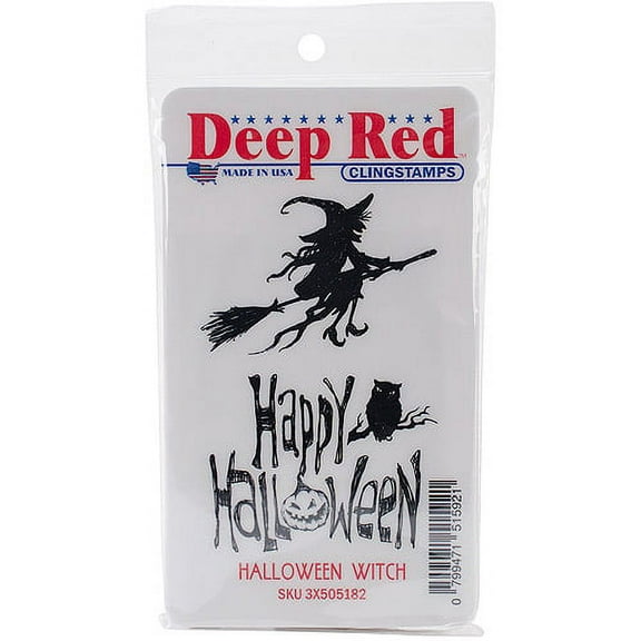 Deep Red Cling Stamp, 2" x 3", Halloween Witch