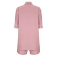 thumbnail image 6 of Feancey 2 Piece Sets for Women Summer Linen Button Sleepwear with Shorts Lounge Set Loose Fit Casual 3/4 Sleeve Pajama Two PiecePink M, 6 of 8