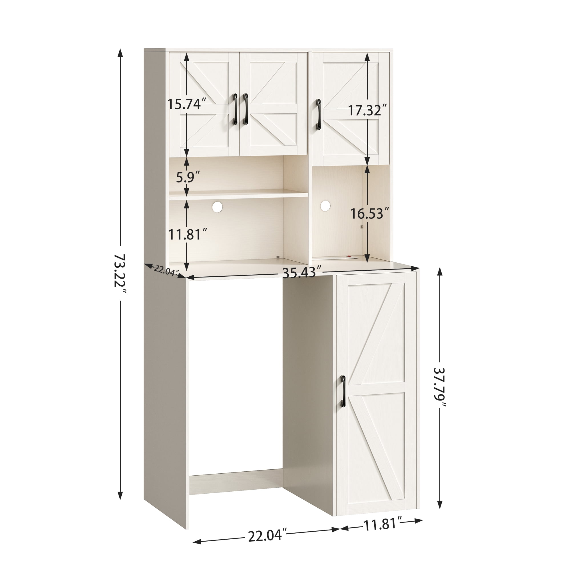 Herture Mini Fridge Cabinet with Storage, Coffee Bar Cabinet with Mini Fridge Space and Outlet, Wine Bar Stand with Microwave Shelf, Beverage Station for Kitchen, Dorm, Office White KH02MRW