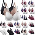 thumbnail image 2 of VISALY bra packs Bra and Underwear Sets for Women, Ladies Lace 3Pc Underwear Pack of 3 Women's Bra Set Lace Up Bra Set Comfortable Lace Bra With, Underwear and Bra Sets Plus Size, #B Hot Pink,80C, 2 of 9