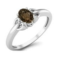 thumbnail image 2 of 925 Sterling Silver 6X4mm Oval Smoky Quartz Solitaire Women Valentines Day Gifts Ring, 2 of 3