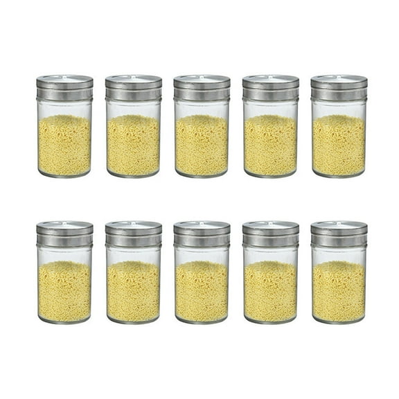 Nkmbld Seasoning & Spice Storage Containers with Adjustable Pour Holes - Adjustable Pepper Shakers Glass Spice Jars 100ml, White