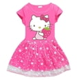 thumbnail image 3 of Hello Kitty nuevo vestido de estilo europeo y americano para niñas falda de princesa de manga corta de hilo de red de estrella y Luna de algodón para niños, 3 of 5