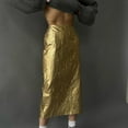 thumbnail image 5 of Sngxgn Womens Midi Skirt High Waisted Solid Dress Elegant Skirts(Gold,M), 5 of 7